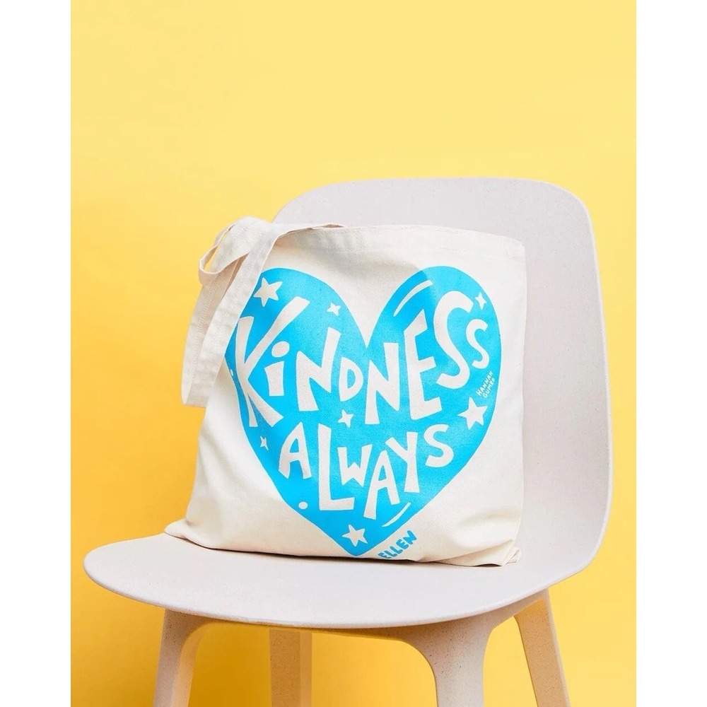 Lot 2 Ellen Degeneres Be Kind Box Kindness Always Canvas Totes Bag FREE Ship NEW
